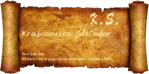 Krajcsovics Sándor névjegykártya